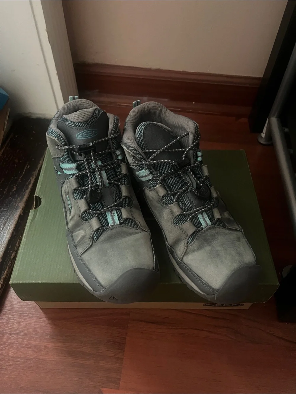 Keen Gray and Teal Kids' Hiking Boots